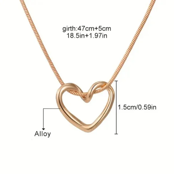 Gold Hollow Heart Pendant Necklace - Picture 4 of 5